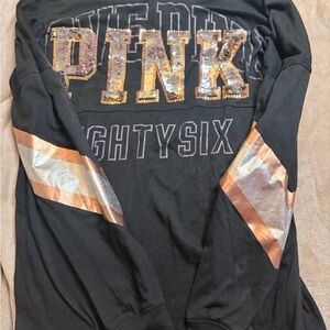 PINK Victoria's Secret Black Long Sleeve with Gold and Silver Accents